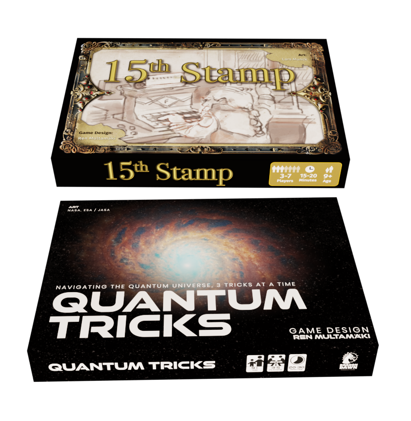 Portada Quantum Tricks and 15th Stamp card games